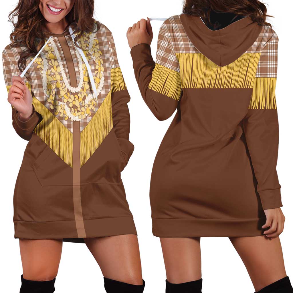Aloha Hawaii Cowboy Custome Hoodie Dress Puakenikeni Lei Palaka Tassel Style - Polynesian Pride