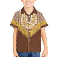 Aloha Hawaii Cowboy Custome Kid Hawaiian Shirt Puakenikeni Lei Palaka Tassel Style - Polynesian Pride