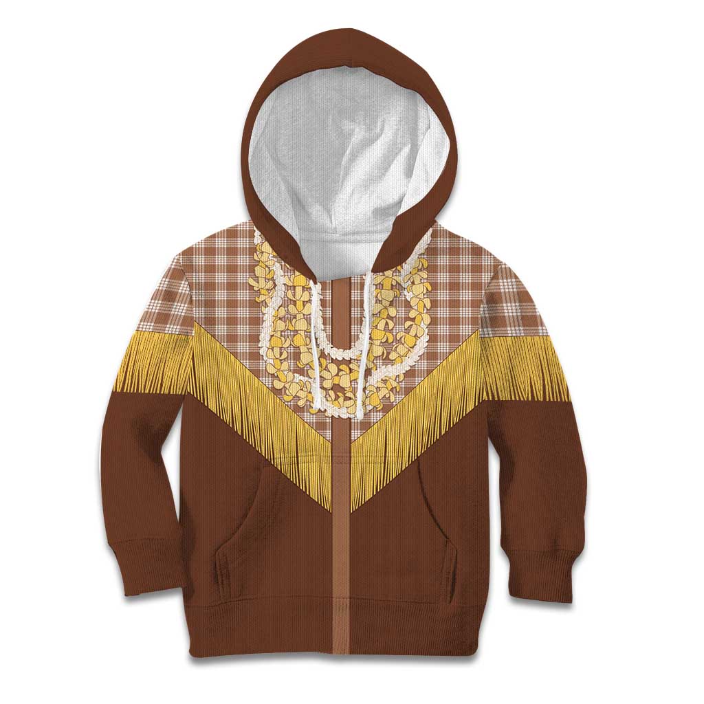 Aloha Hawaii Cowboy Custome Kid Hoodie Puakenikeni Lei Palaka Tassel Style - Polynesian Pride