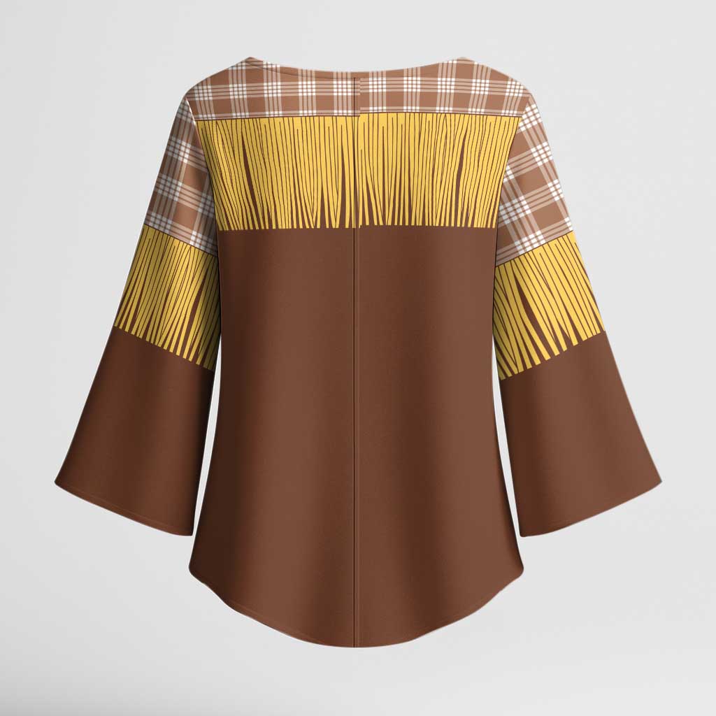 Aloha Hawaii Cowboy Custome Kimono Sleeve Blouse Puakenikeni Lei Palaka Tassel Style - Polynesian Pride