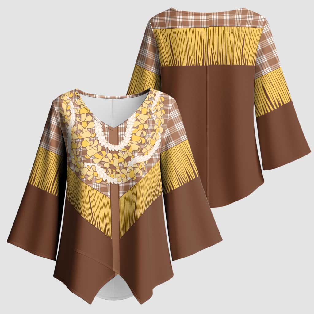 Aloha Hawaii Cowboy Custome Kimono Sleeve Blouse Puakenikeni Lei Palaka Tassel Style - Polynesian Pride
