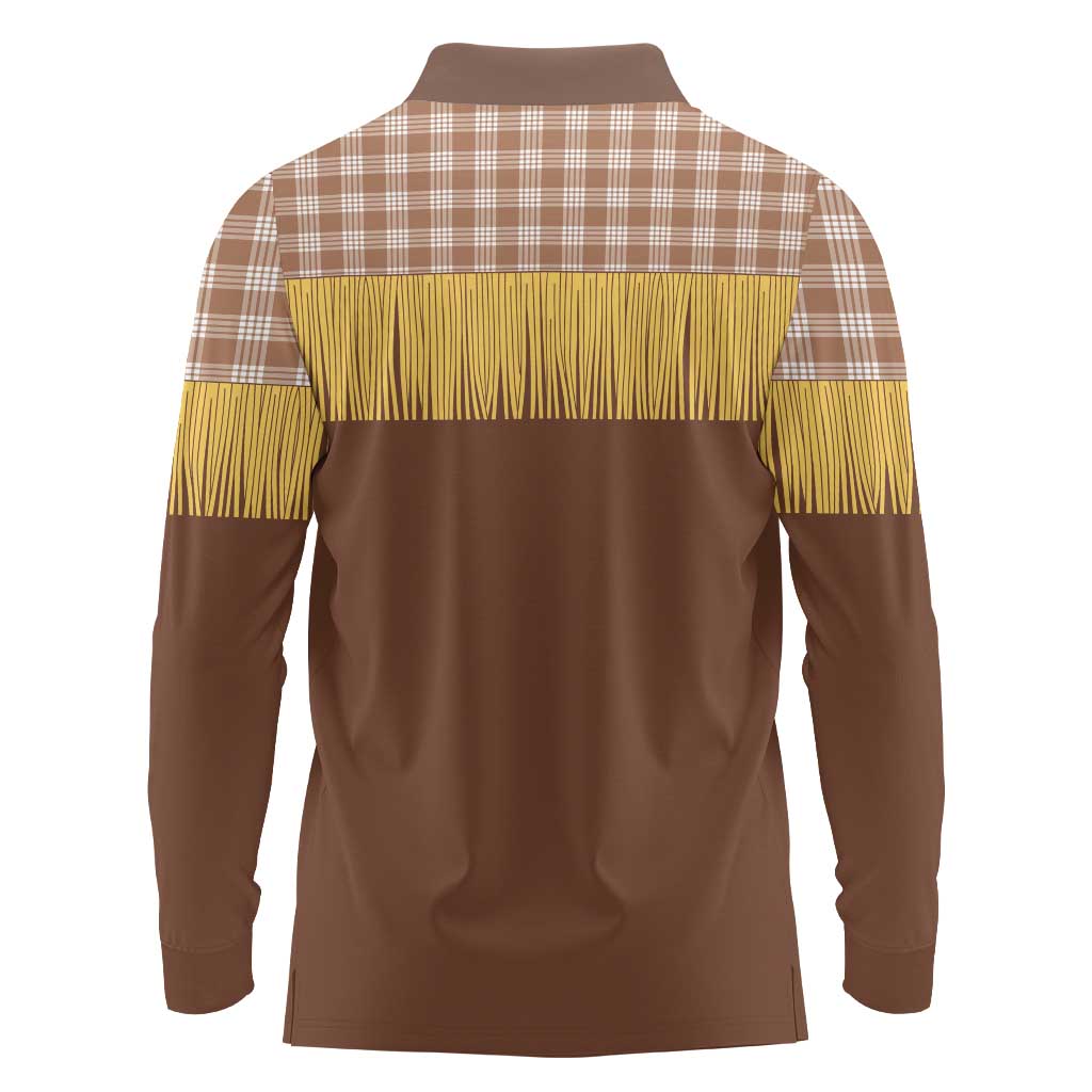 Aloha Hawaii Cowboy Custome Long Sleeve Polo Shirt Puakenikeni Lei Palaka Tassel Style - Polynesian Pride