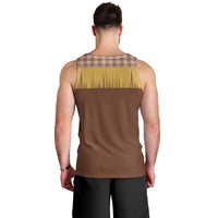 Aloha Hawaii Cowboy Custome Men Tank Top Puakenikeni Lei Palaka Tassel Style - Polynesian Pride