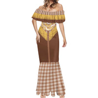 Aloha Hawaii Cowboy Custome Mermaid Dress Puakenikeni Lei Palaka Tassel Style - Polynesian Pride