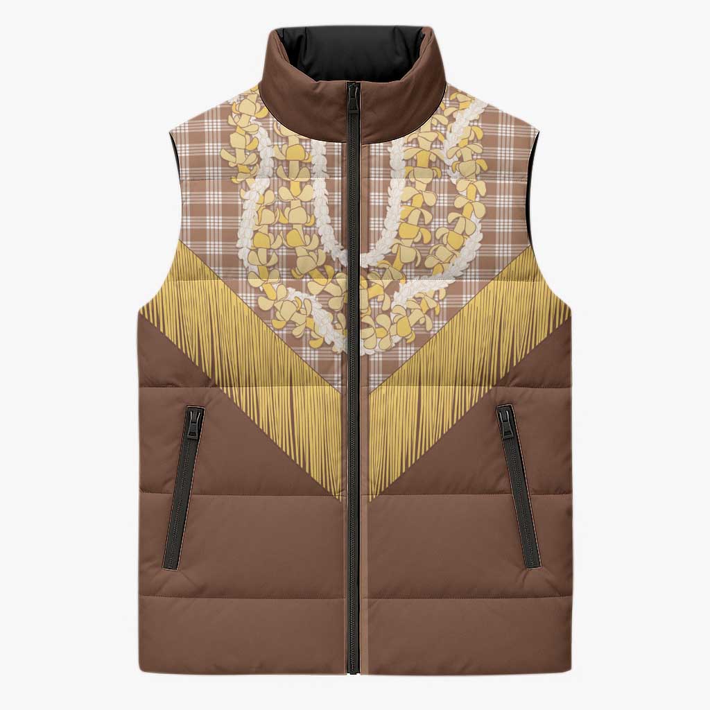 Aloha Hawaii Cowboy Custome Sleeveless Puffer Jacket Puakenikeni Lei Palaka Tassel Style - Polynesian Pride