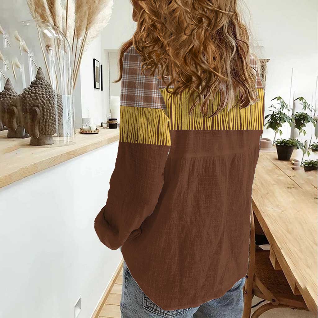 Aloha Hawaii Cowboy Custome Women Casual Shirt Puakenikeni Lei Palaka Tassel Style - Polynesian Pride