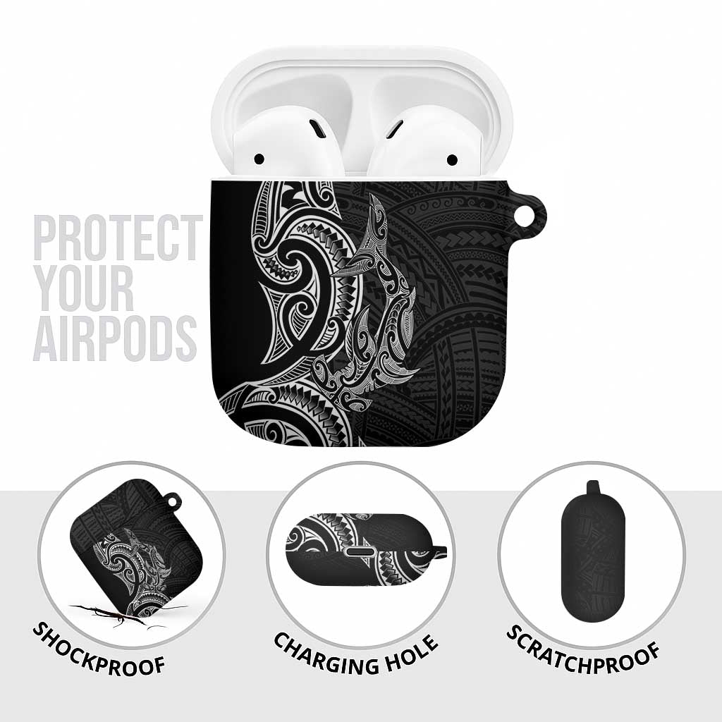 New Zealand Hammerhead Shark AirPods Case Maori Haehae Mangopare Black - Polynesian Pride