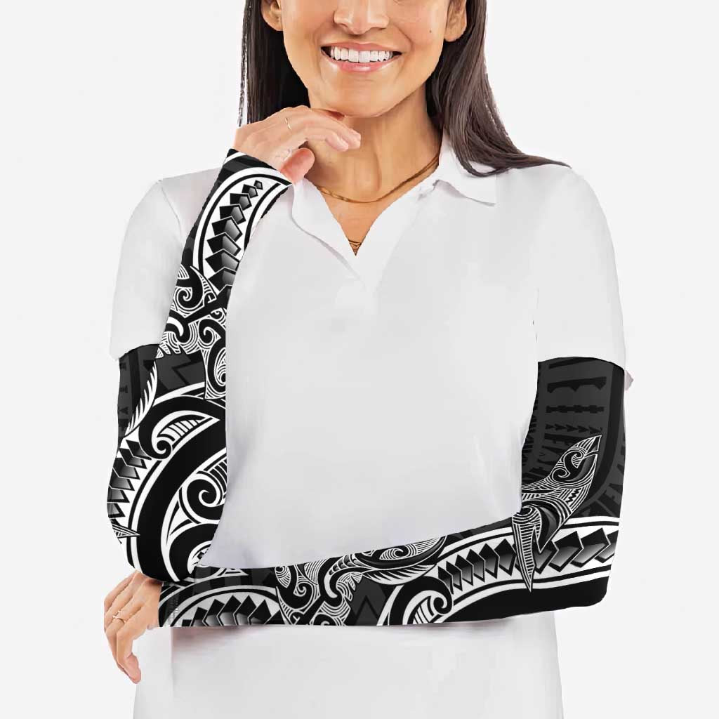 New Zealand Hammerhead Shark Arm Sleeves Maori Haehae Mangopare Black - Polynesian Pride