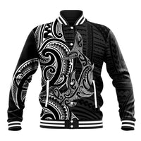 New Zealand Hammerhead Shark Baseball Jacket Maori Haehae Mangopare Black - Polynesian Pride