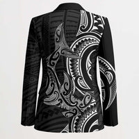 New Zealand Hammerhead Shark Blazer Maori Haehae Mangopare Black - Polynesian Pride
