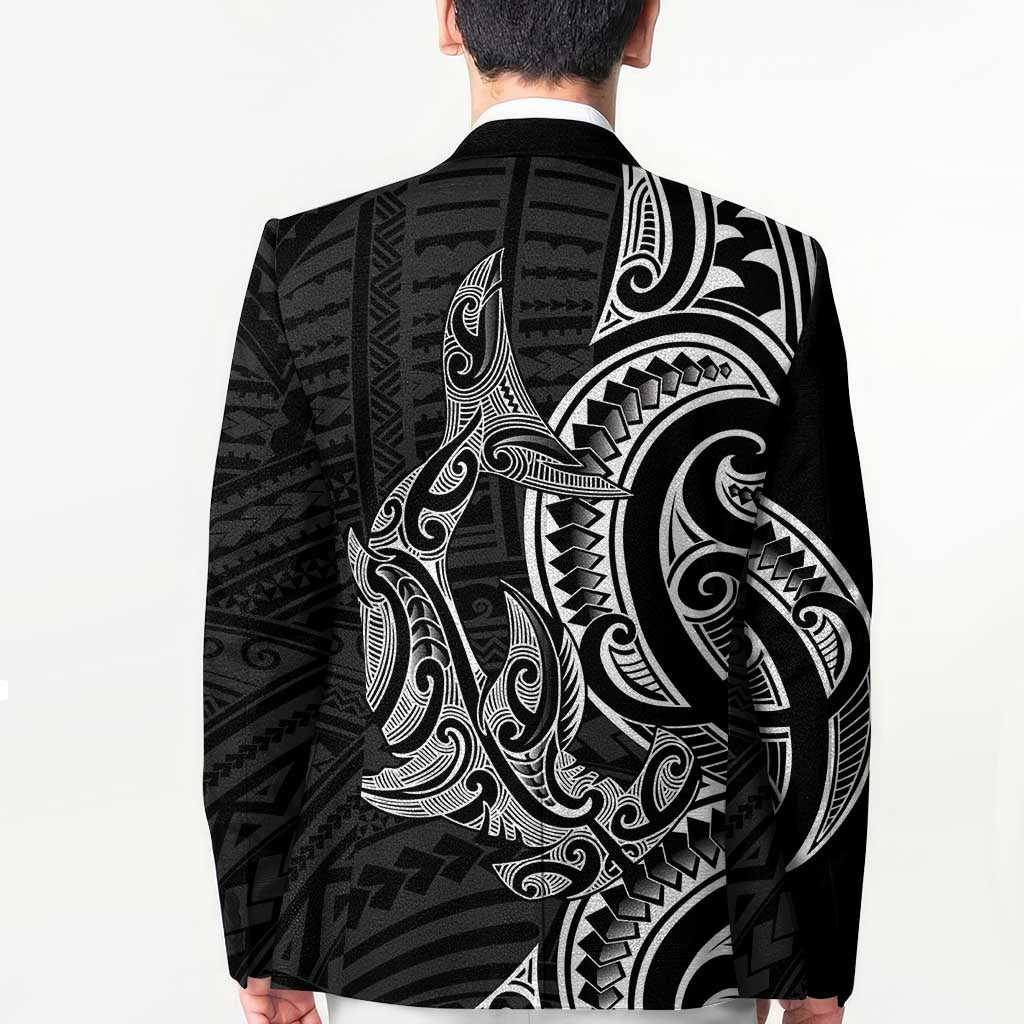 New Zealand Hammerhead Shark Blazer Maori Haehae Mangopare Black - Polynesian Pride