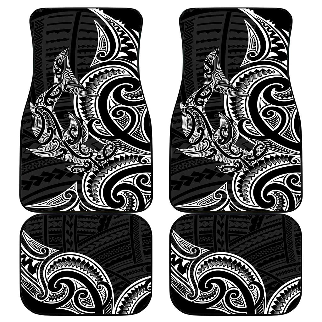 New Zealand Hammerhead Shark Car Mats Maori Haehae Mangopare Black - Polynesian Pride