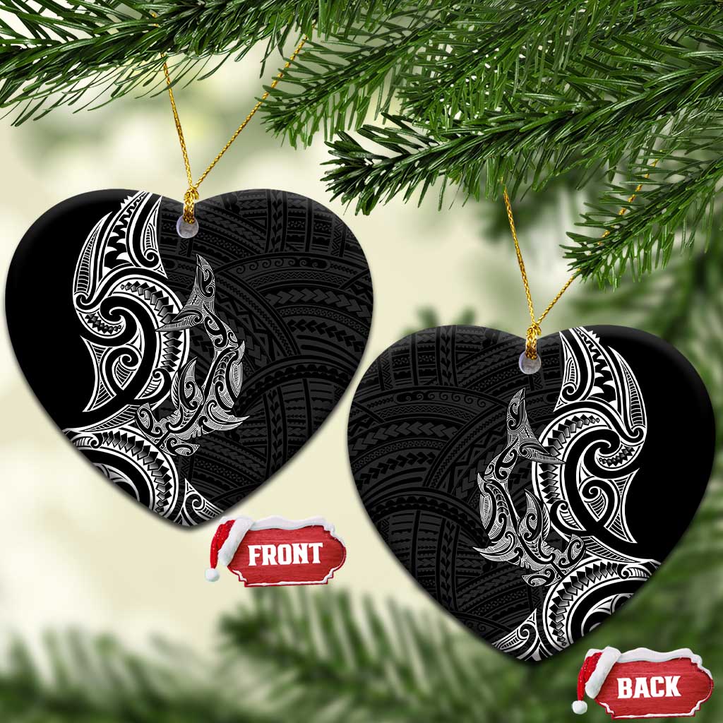 New Zealand Hammerhead Shark Ceramic Ornament Maori Haehae Mangopare Black - Polynesian Pride