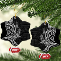 New Zealand Hammerhead Shark Ceramic Ornament Maori Haehae Mangopare Black - Polynesian Pride