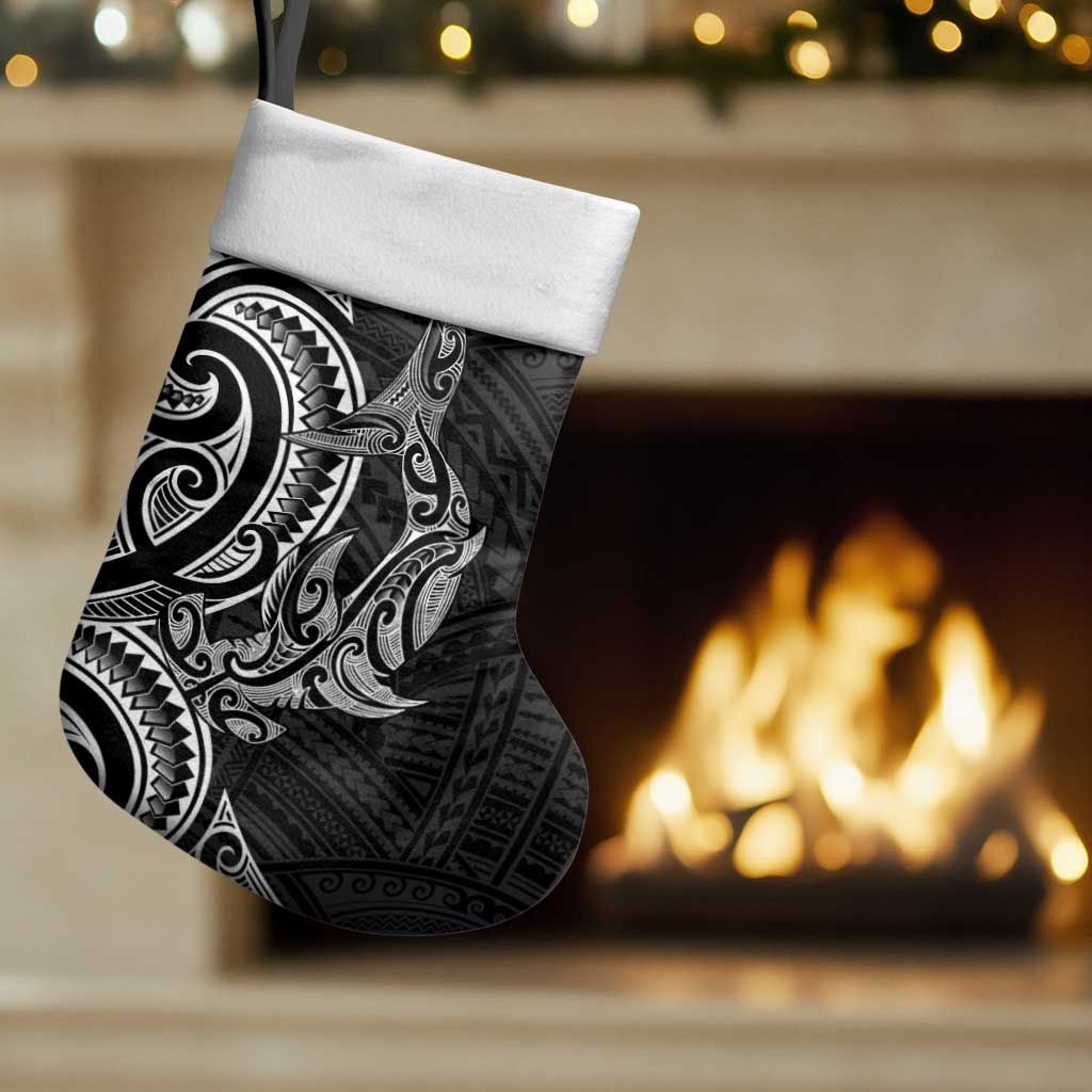 New Zealand Hammerhead Shark Christmas Stocking Maori Haehae Mangopare Black - Polynesian Pride