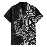 New Zealand Hammerhead Shark Family Matching Long Sleeve Bodycon Dress and Hawaiian Shirt Maori Haehae Mangopare Black - Polynesian Pride