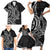 New Zealand Hammerhead Shark Family Matching Short Sleeve Bodycon Dress and Hawaiian Shirt Maori Haehae Mangopare Black - Polynesian Pride