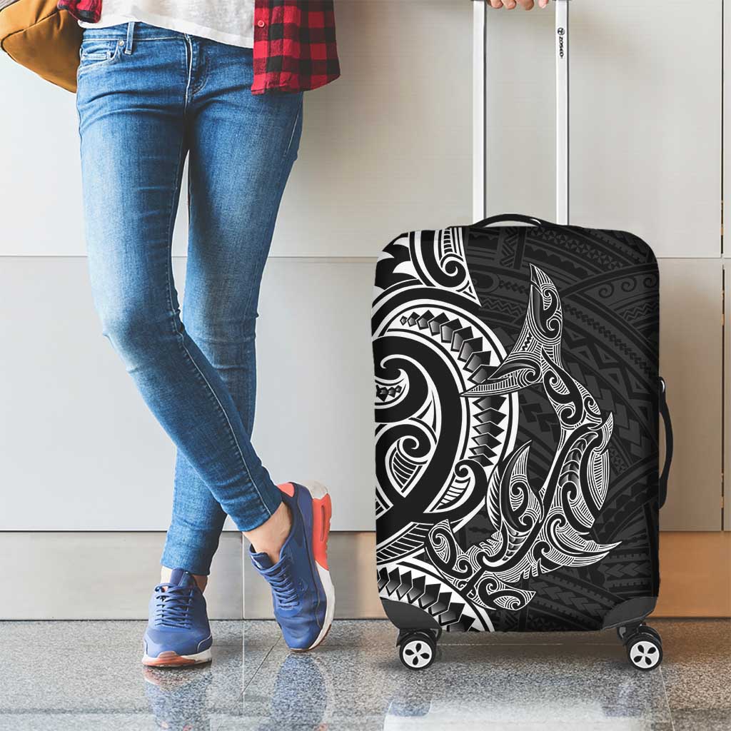 New Zealand Hammerhead Shark Luggage Cover Maori Haehae Mangopare Black - Polynesian Pride