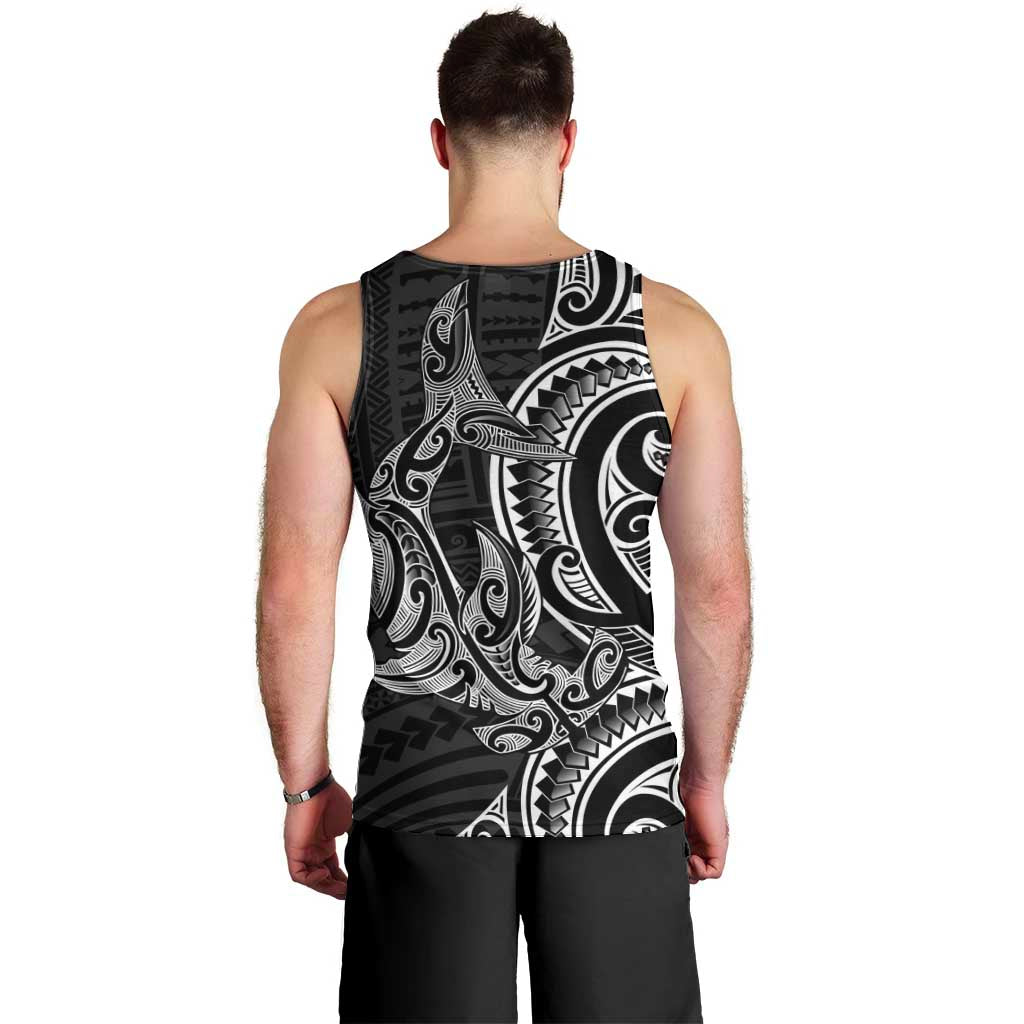 New Zealand Hammerhead Shark Men Tank Top Maori Haehae Mangopare Black - Polynesian Pride