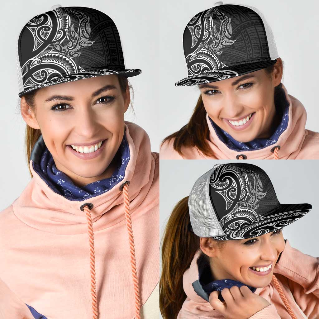 New Zealand Hammerhead Shark Mesh Trucker Cap Maori Haehae Mangopare Black - Polynesian Pride