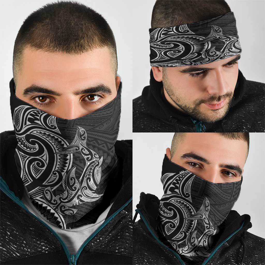 New Zealand Hammerhead Shark Neck Gaiter Maori Haehae Mangopare Black - Polynesian Pride