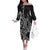 New Zealand Hammerhead Shark Off The Shoulder Long Sleeve Dress Maori Haehae Mangopare Black - Polynesian Pride