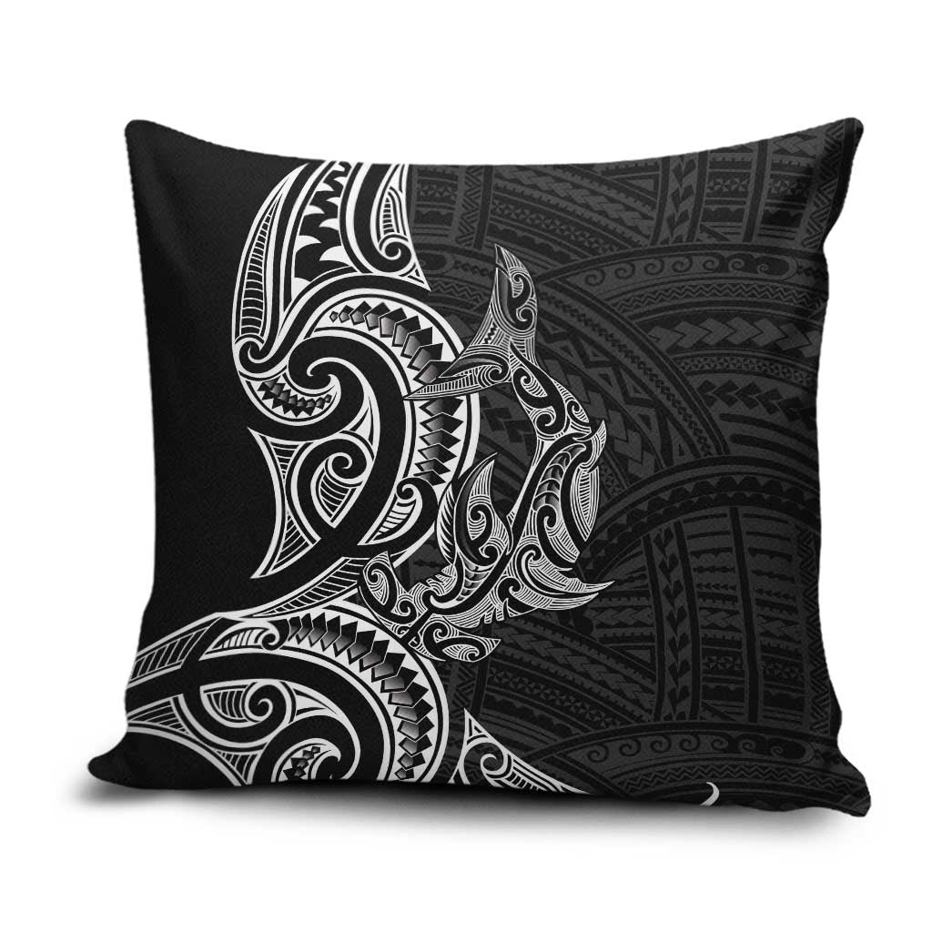 New Zealand Hammerhead Shark Pillow Cover Maori Haehae Mangopare Black - Polynesian Pride