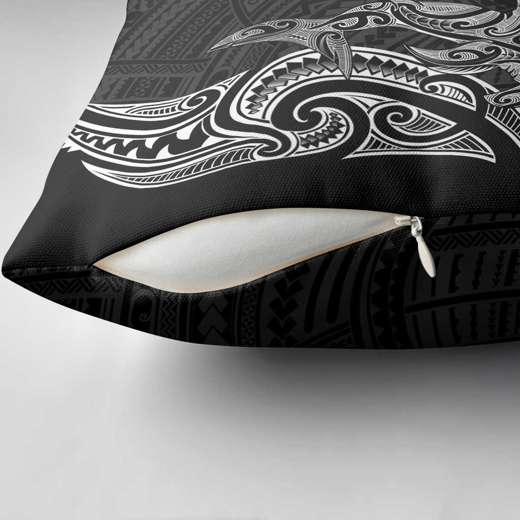 New Zealand Hammerhead Shark Pillow Cover Maori Haehae Mangopare Black - Polynesian Pride