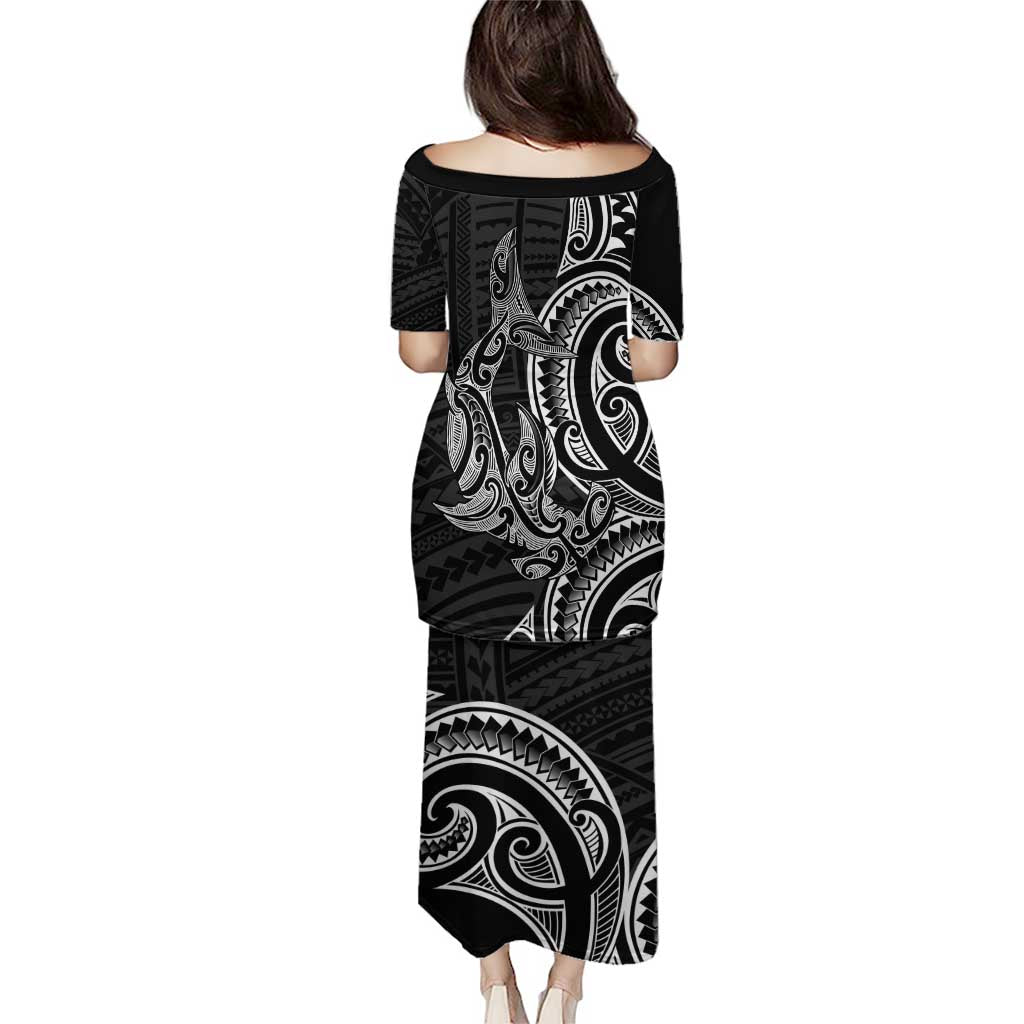 New Zealand Hammerhead Shark Puletasi Maori Haehae Mangopare Black - Polynesian Pride
