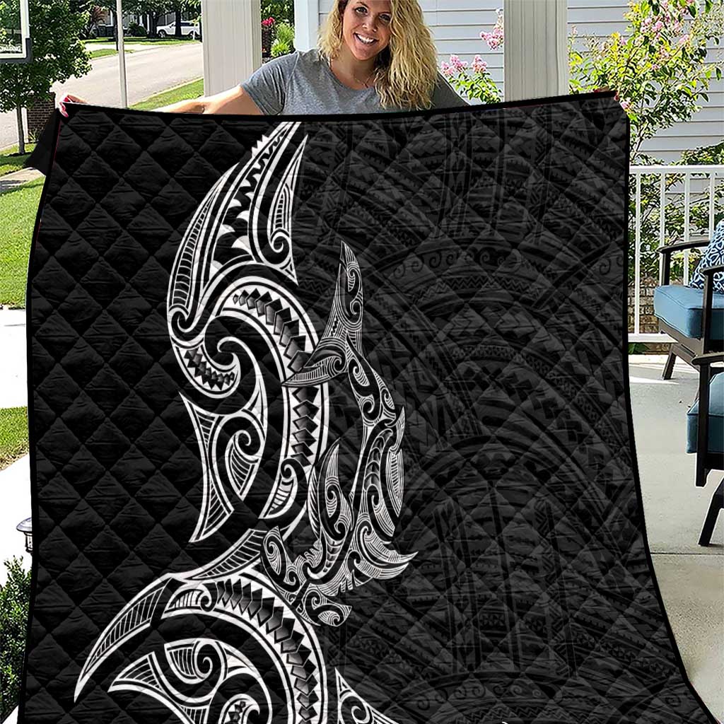 New Zealand Hammerhead Shark Quilt Maori Haehae Mangopare Black - Polynesian Pride