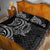 New Zealand Hammerhead Shark Quilt Bed Set Maori Haehae Mangopare Black - Polynesian Pride