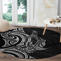 New Zealand Hammerhead Shark Round Carpet Maori Haehae Mangopare Black - Polynesian Pride