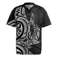 New Zealand Hammerhead Shark Rugby Jersey Maori Haehae Mangopare Black - Polynesian Pride