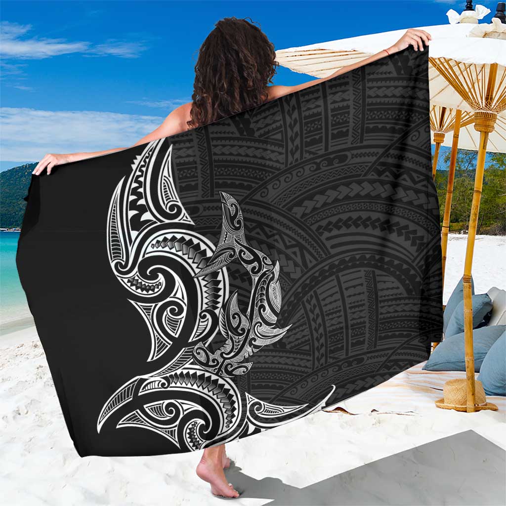 New Zealand Hammerhead Shark Sarong Maori Haehae Mangopare Black - Polynesian Pride