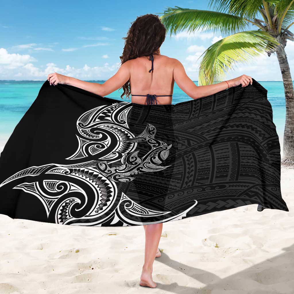 New Zealand Hammerhead Shark Sarong Maori Haehae Mangopare Black - Polynesian Pride