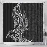 New Zealand Hammerhead Shark Shower Curtain Maori Haehae Mangopare Black - Polynesian Pride
