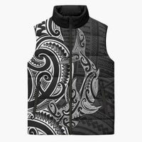 New Zealand Hammerhead Shark Sleeveless Puffer Jacket Maori Haehae Mangopare Black - Polynesian Pride