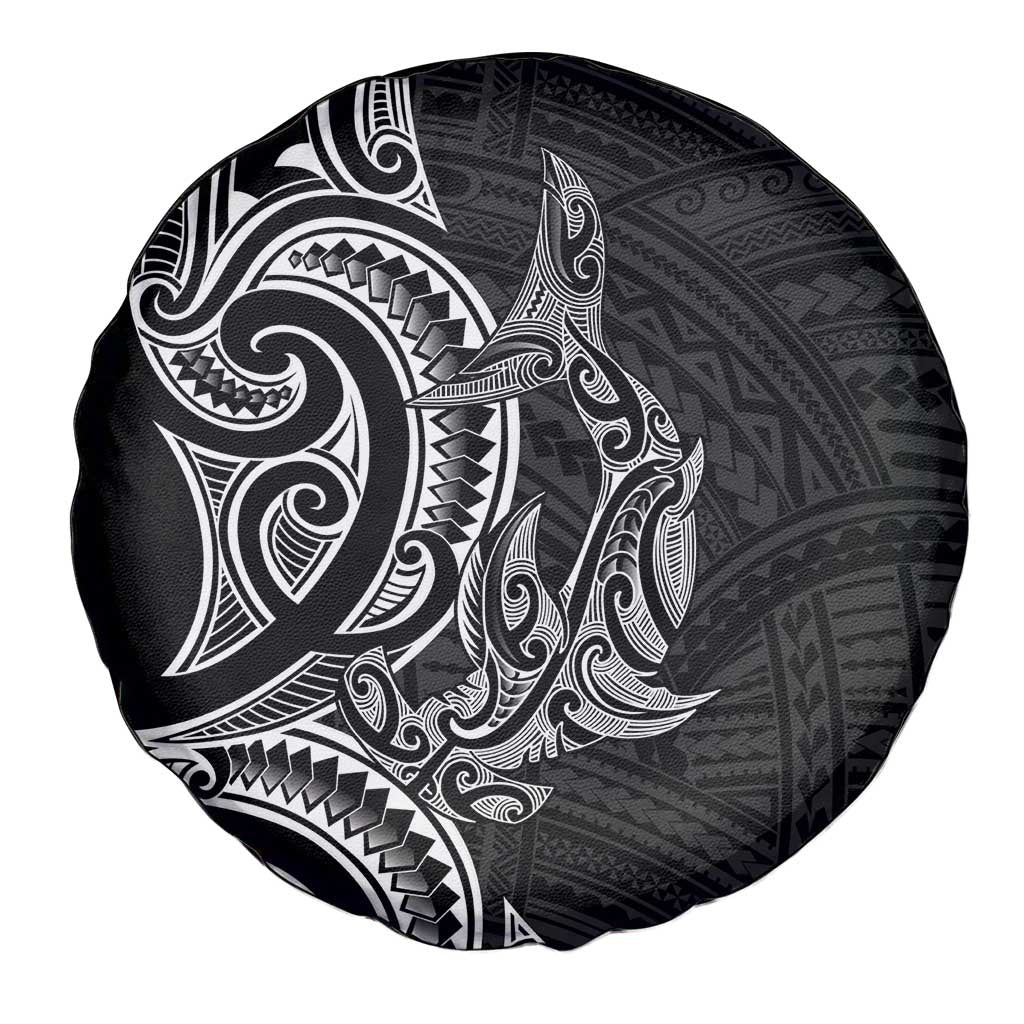 New Zealand Hammerhead Shark Spare Tire Cover Maori Haehae Mangopare Black - Polynesian Pride