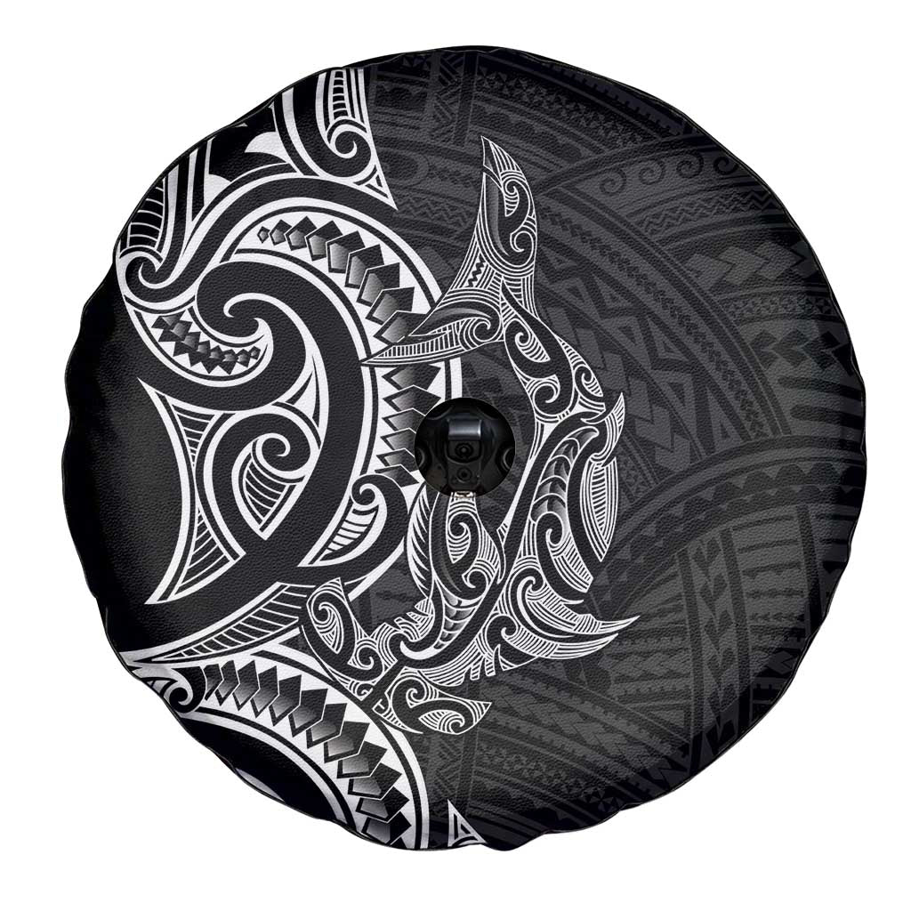 New Zealand Hammerhead Shark Spare Tire Cover Maori Haehae Mangopare Black - Polynesian Pride