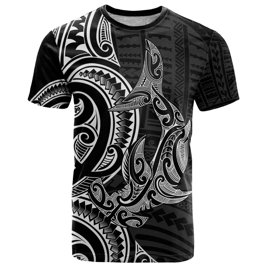 New Zealand Hammerhead Shark T Shirt Maori Haehae Mangopare Black - Polynesian Pride