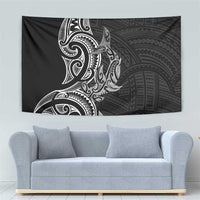 New Zealand Hammerhead Shark Tapestry Maori Haehae Mangopare Black - Polynesian Pride