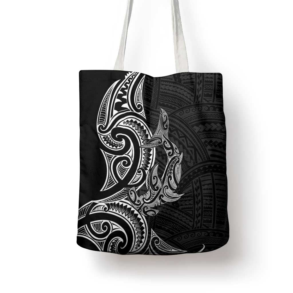 New Zealand Hammerhead Shark Tote Bag Maori Haehae Mangopare Black - Polynesian Pride