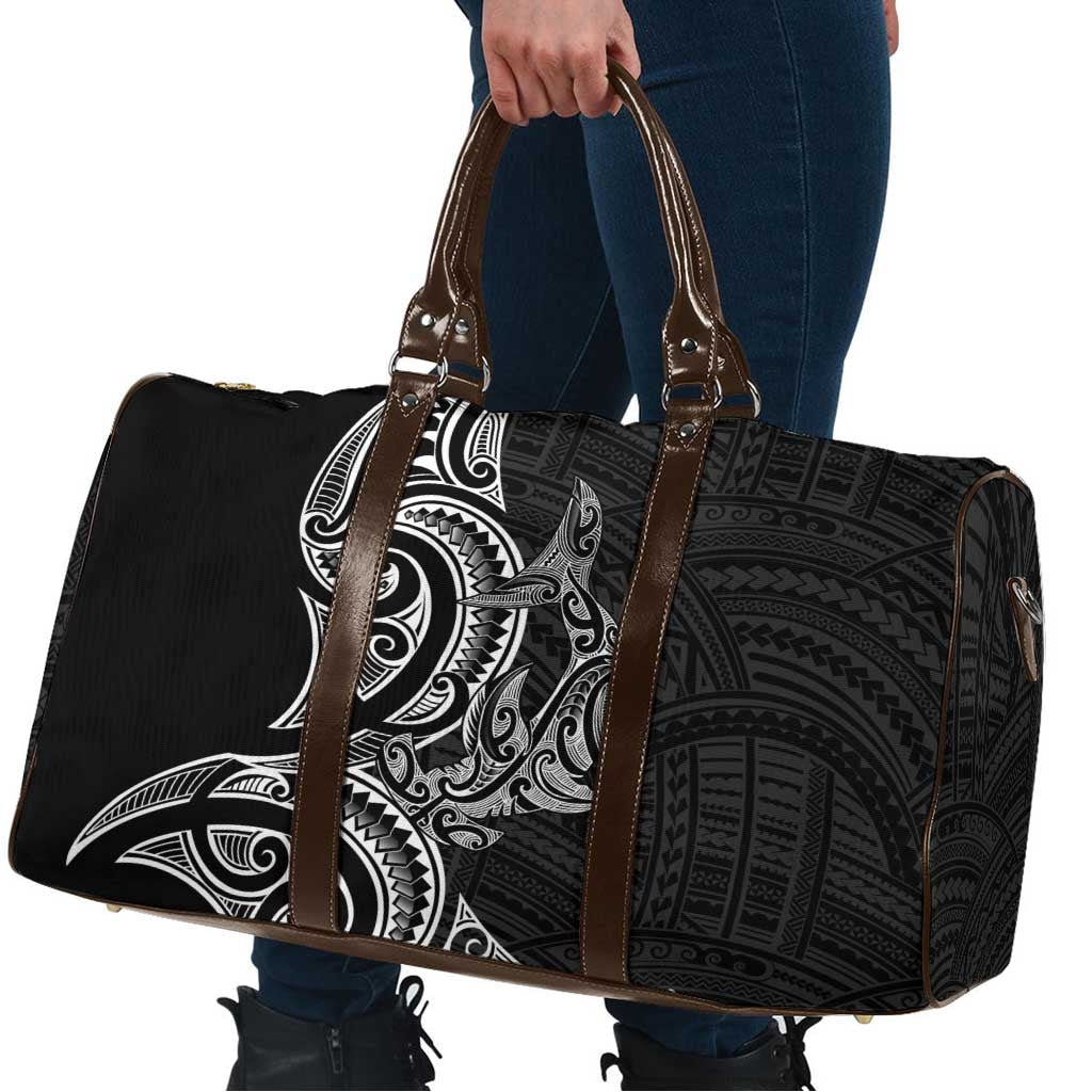 New Zealand Hammerhead Shark Travel Bag Maori Haehae Mangopare Black - Polynesian Pride