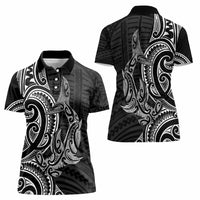 New Zealand Hammerhead Shark Women Polo Shirt Maori Haehae Mangopare Black - Polynesian Pride