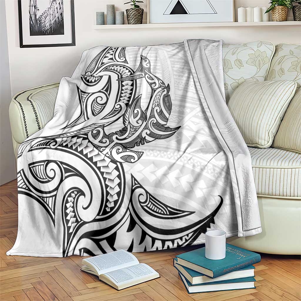 New Zealand Hammerhead Shark Blanket Maori Haehae Mangopare White - Polynesian Pride