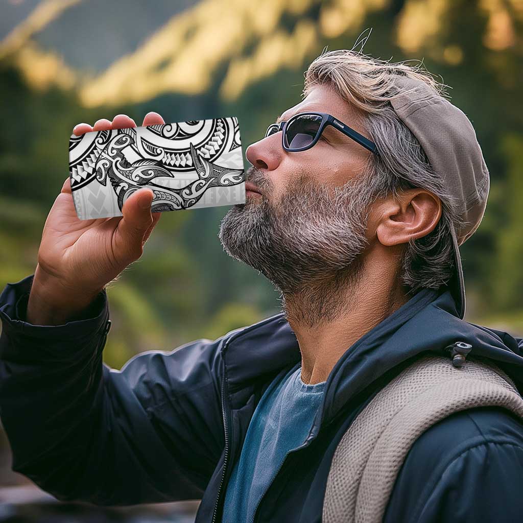 New Zealand Hammerhead Shark 4 in 1 Can Cooler Tumbler Maori Haehae Mangopare White - Polynesian Pride