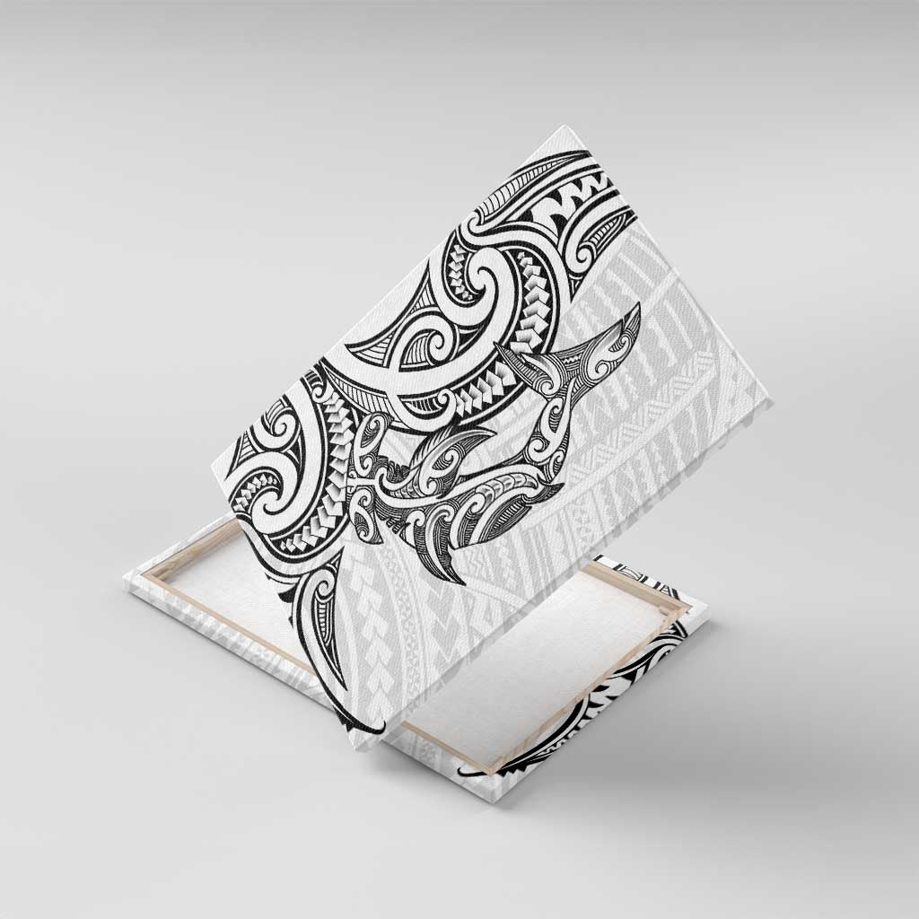 New Zealand Hammerhead Shark Canvas Wall Art Maori Haehae Mangopare White - Polynesian Pride