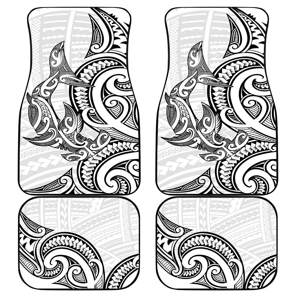 New Zealand Hammerhead Shark Car Mats Maori Haehae Mangopare White - Polynesian Pride