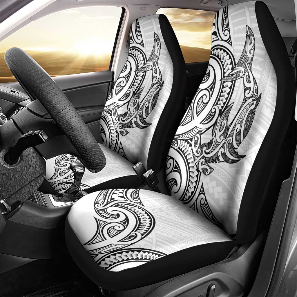 New Zealand Hammerhead Shark Car Seat Cover Maori Haehae Mangopare White - Polynesian Pride