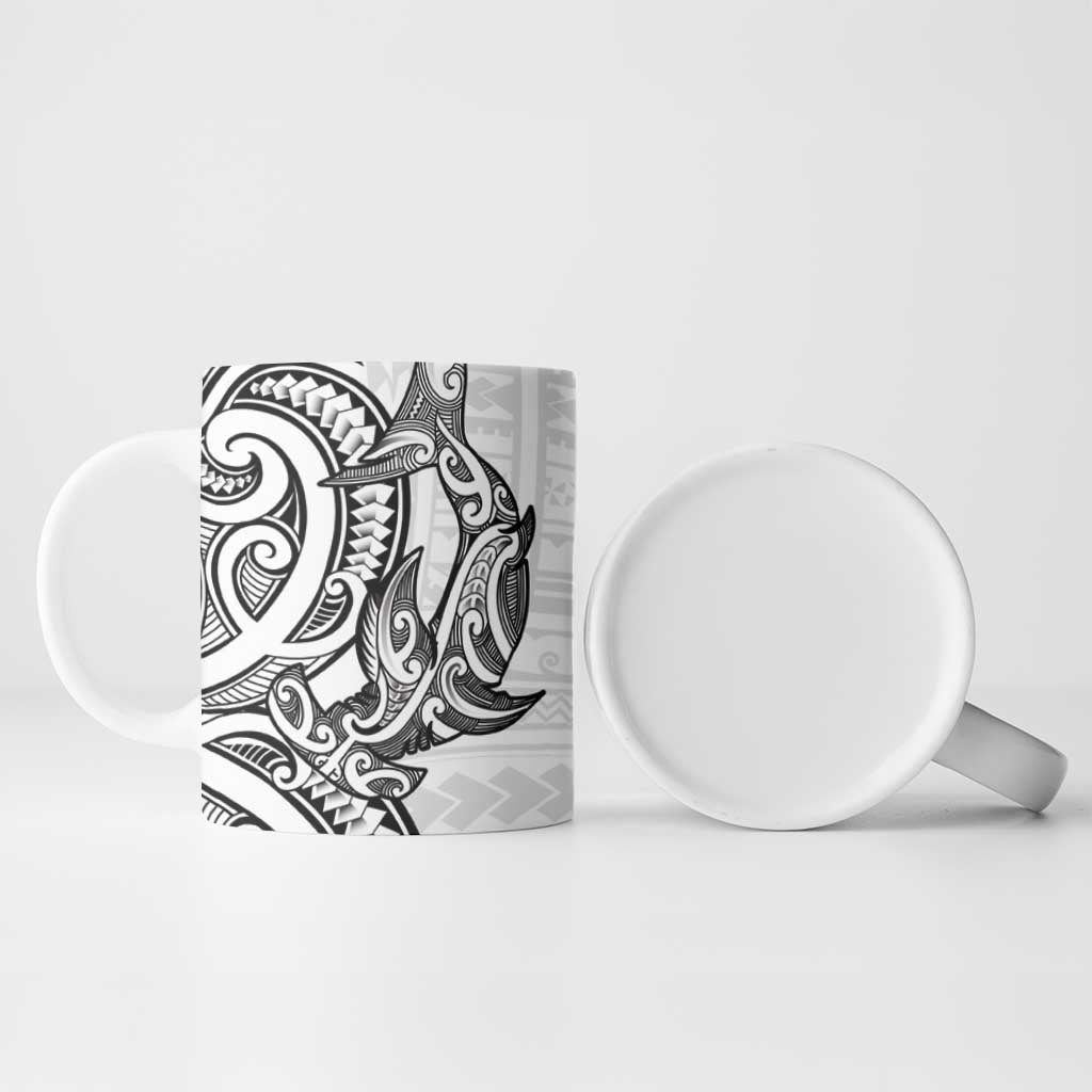 New Zealand Hammerhead Shark Ceramic Mug Maori Haehae Mangopare White - Polynesian Pride